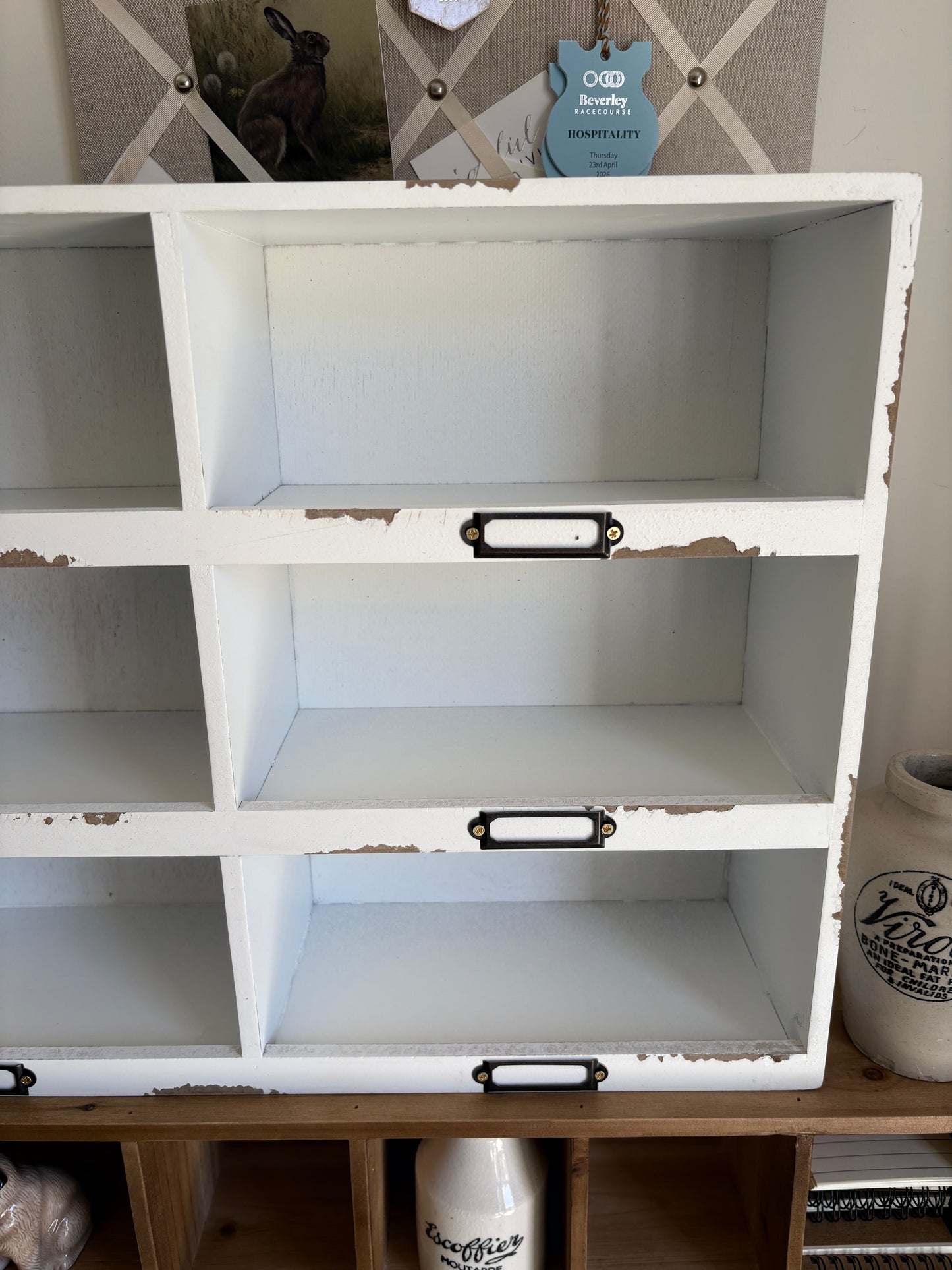 White Wood Pigeon hole Shelf Unit Crafts Kitchen Sorting Storage