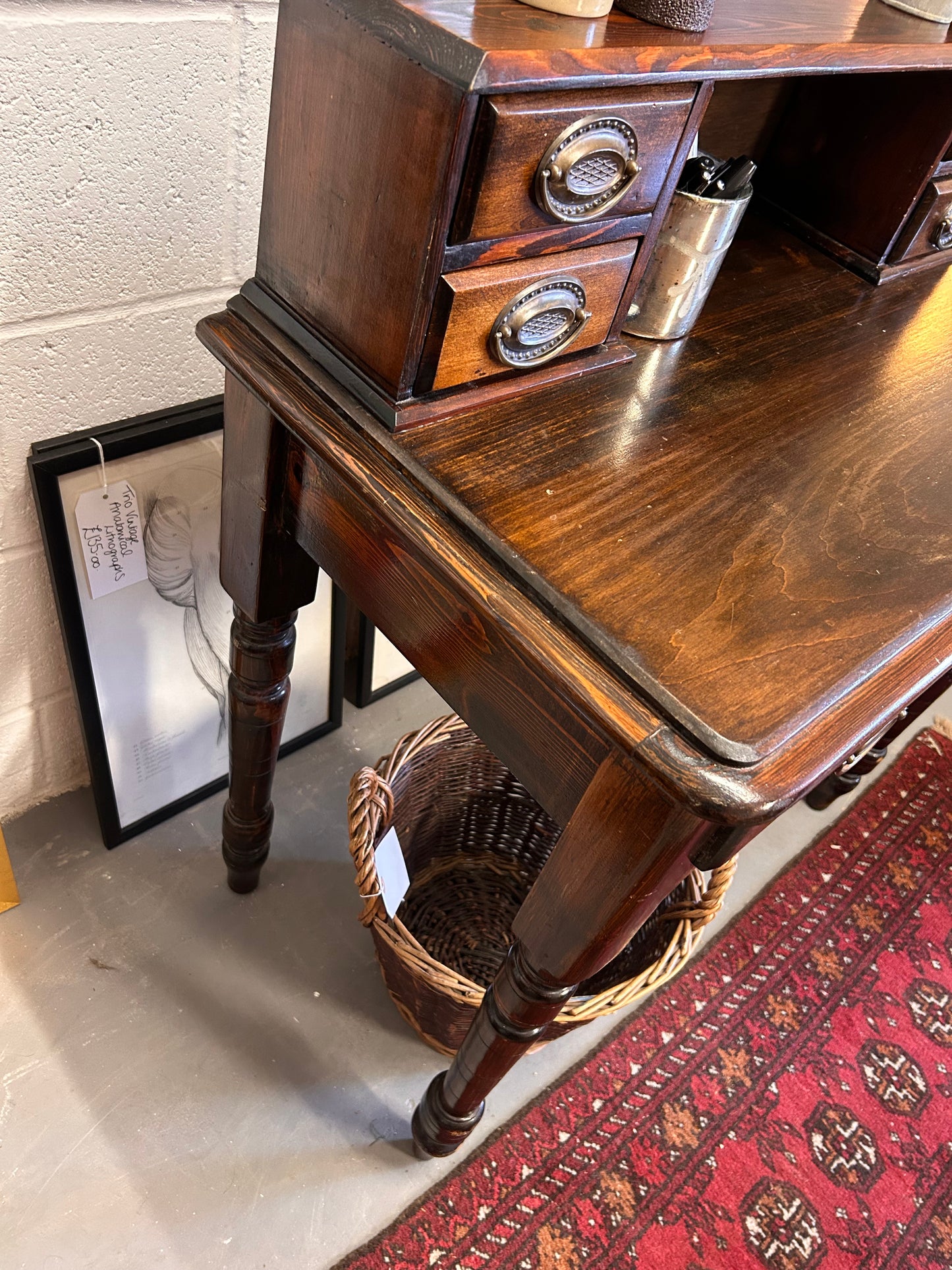 Vintage Good Quality desk with drawers Neat size with storage