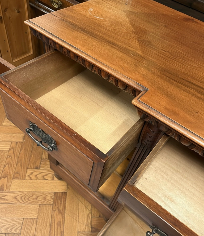 Edwardian Antique Mahogany Sideboard carved decorative design