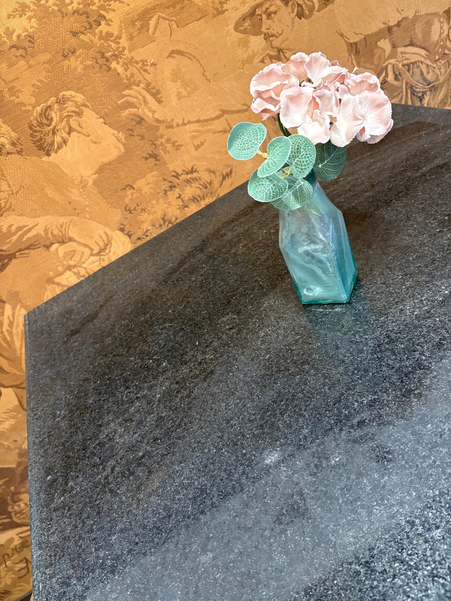 Grey Granite and Antique cast iron base Square indoor outdoor table