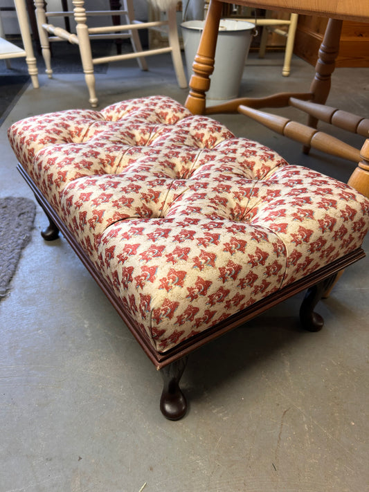 Excellent Vintage Fabric top Footstool decorative resin legs