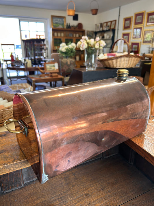 Antique copper and brass car foot warmer hot water bottle