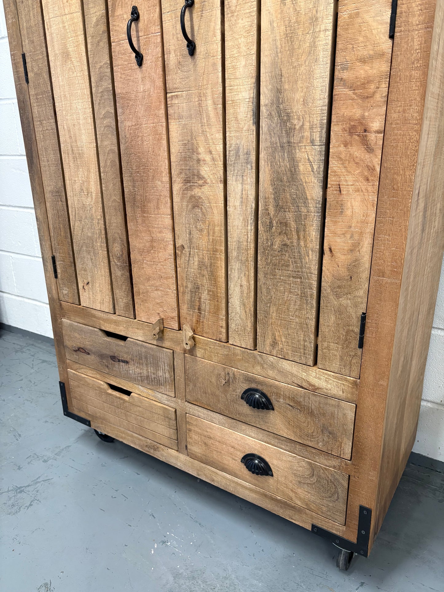 Rustic Wooden Kitchen Pantry Larder storage Cupboard Unit Delivery UK