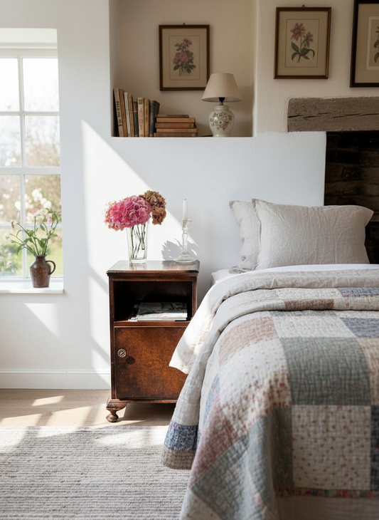 Vintage mahogany pot cupboard bedside table with under shelf.