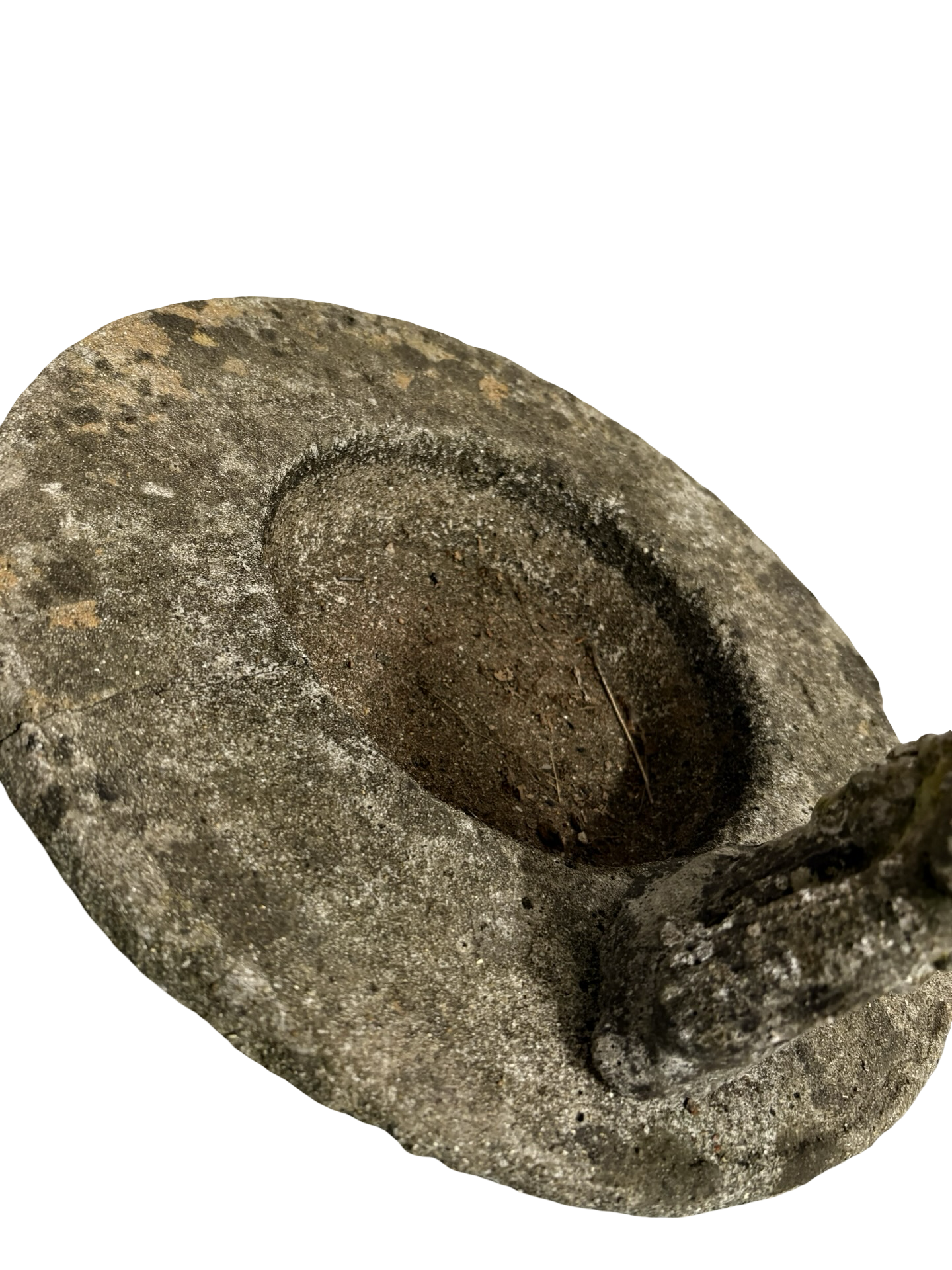 Weathered Antique Stone Garden Bird Water Bath on pedestal