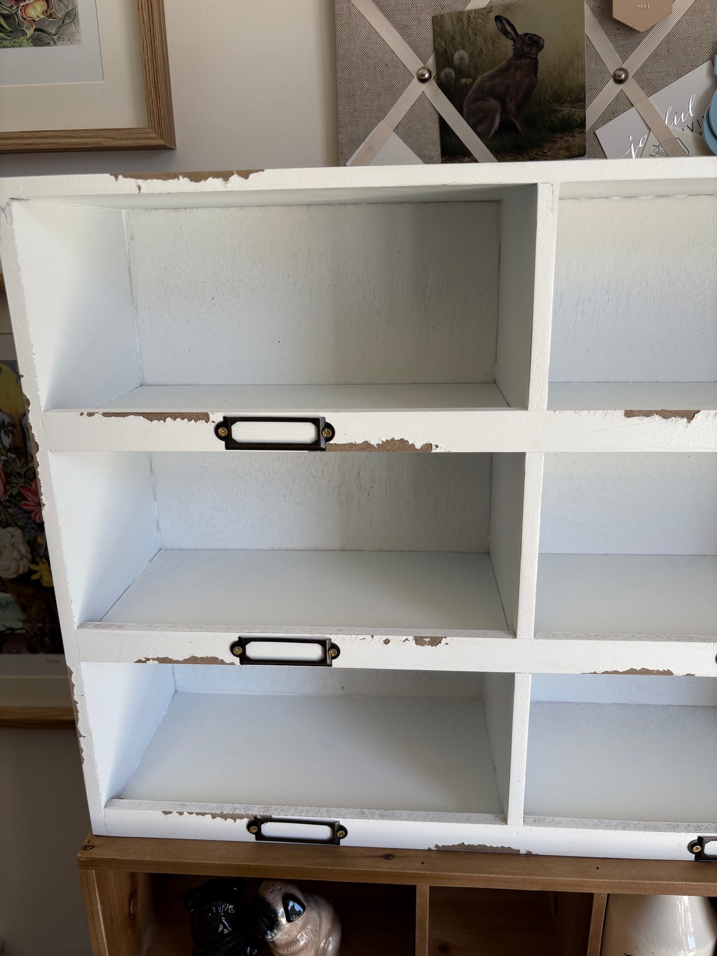 White Wood Pigeon hole Shelf Unit Crafts Kitchen Sorting Storage