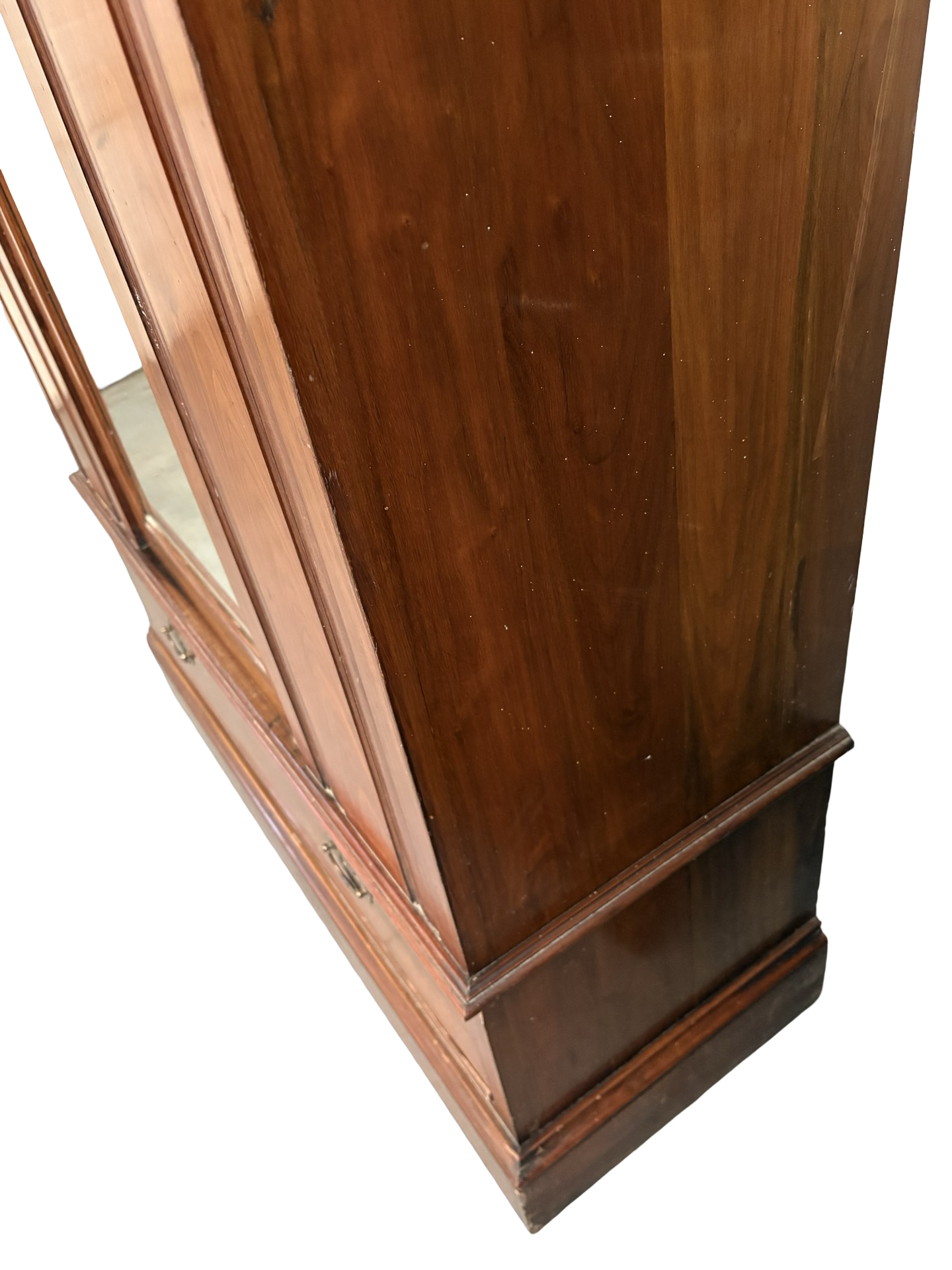 Antique Walnut Art Nouveau Wardrobe with mirror, drawer & key to lock