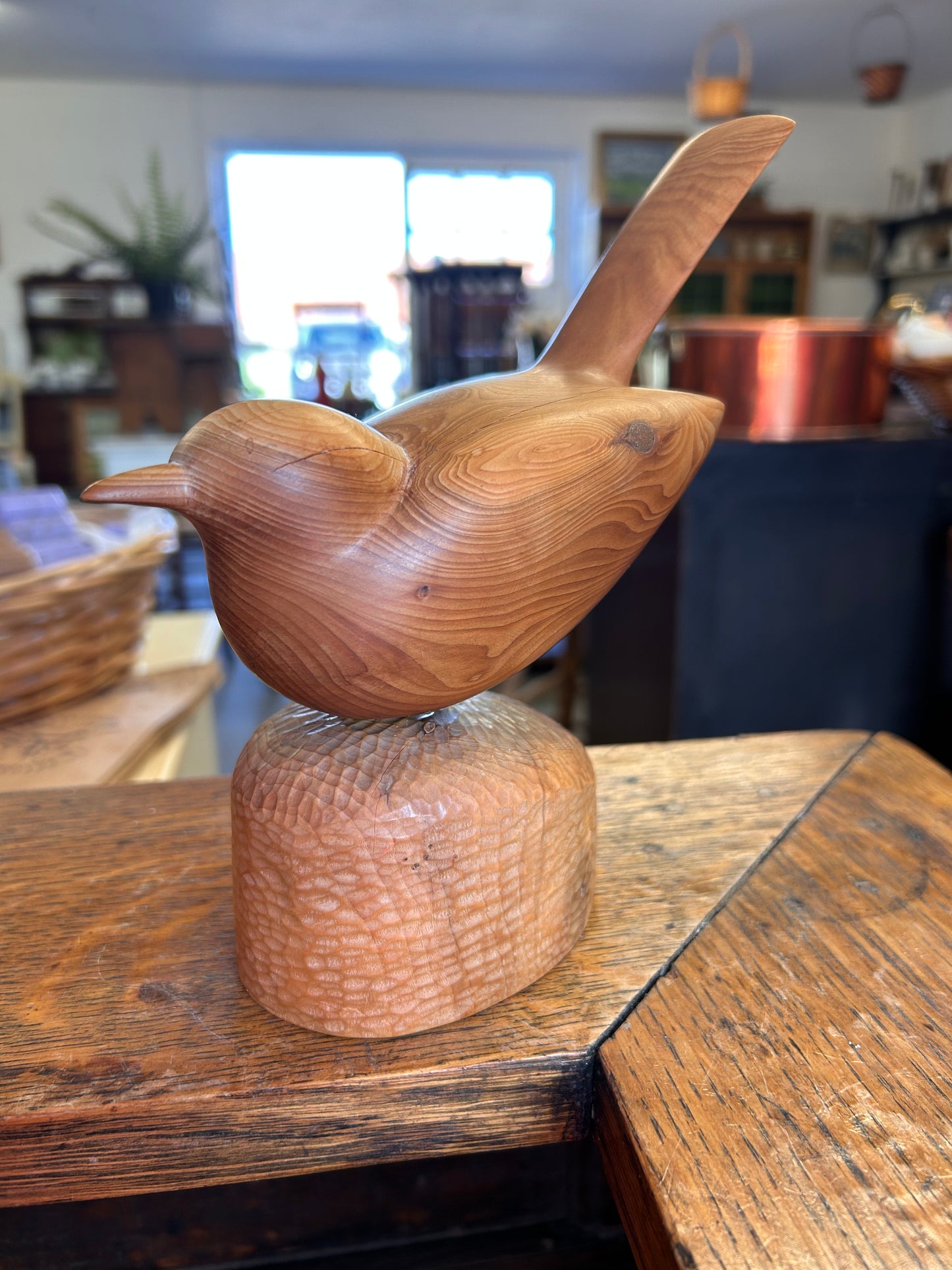 A vintage wooden carved bird signed C Parker beautiful treen item