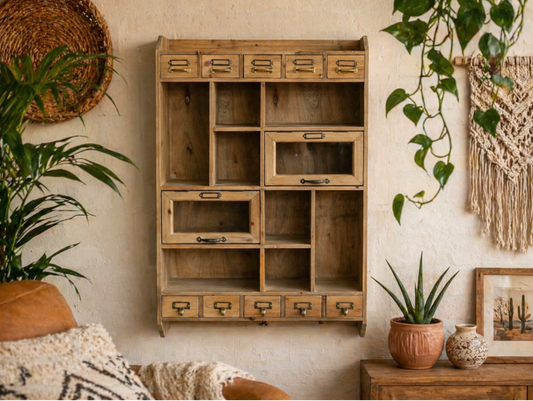 Rustic Country Farmhouse Style Wall Storage Pigeonhole Unit