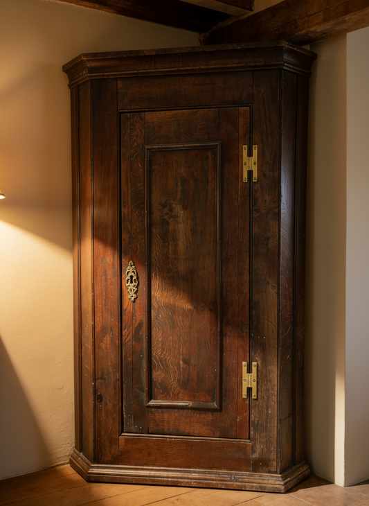 Georgian Oak Antique wall hanging corner cupboard cabinet
