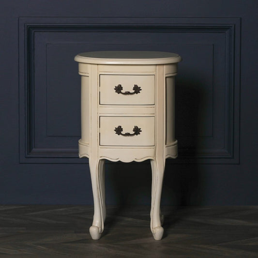 Aged Ivory Cream Bedside table with Drawers