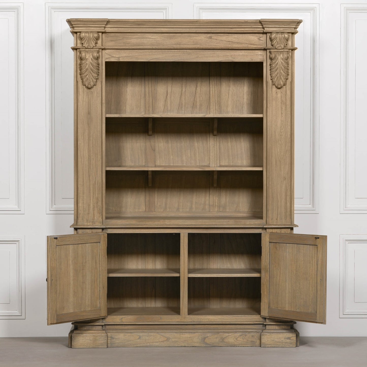 Large Cedar Wood Open Bookcase Modern Country Farmhouse