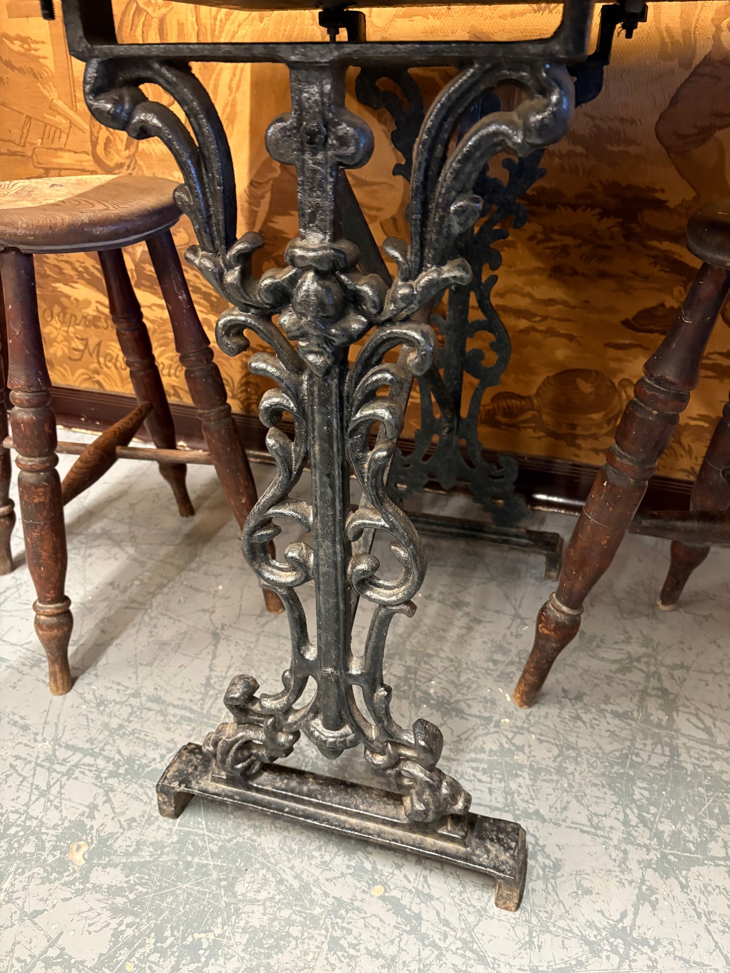 Grey Granite and Antique cast iron base Square indoor outdoor table