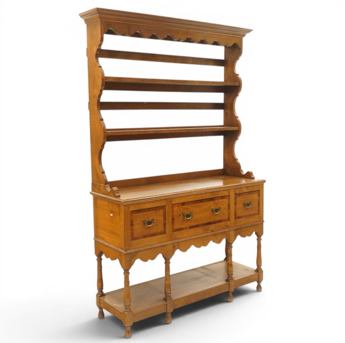 Country House Georgian design elm dresser with plate rack.