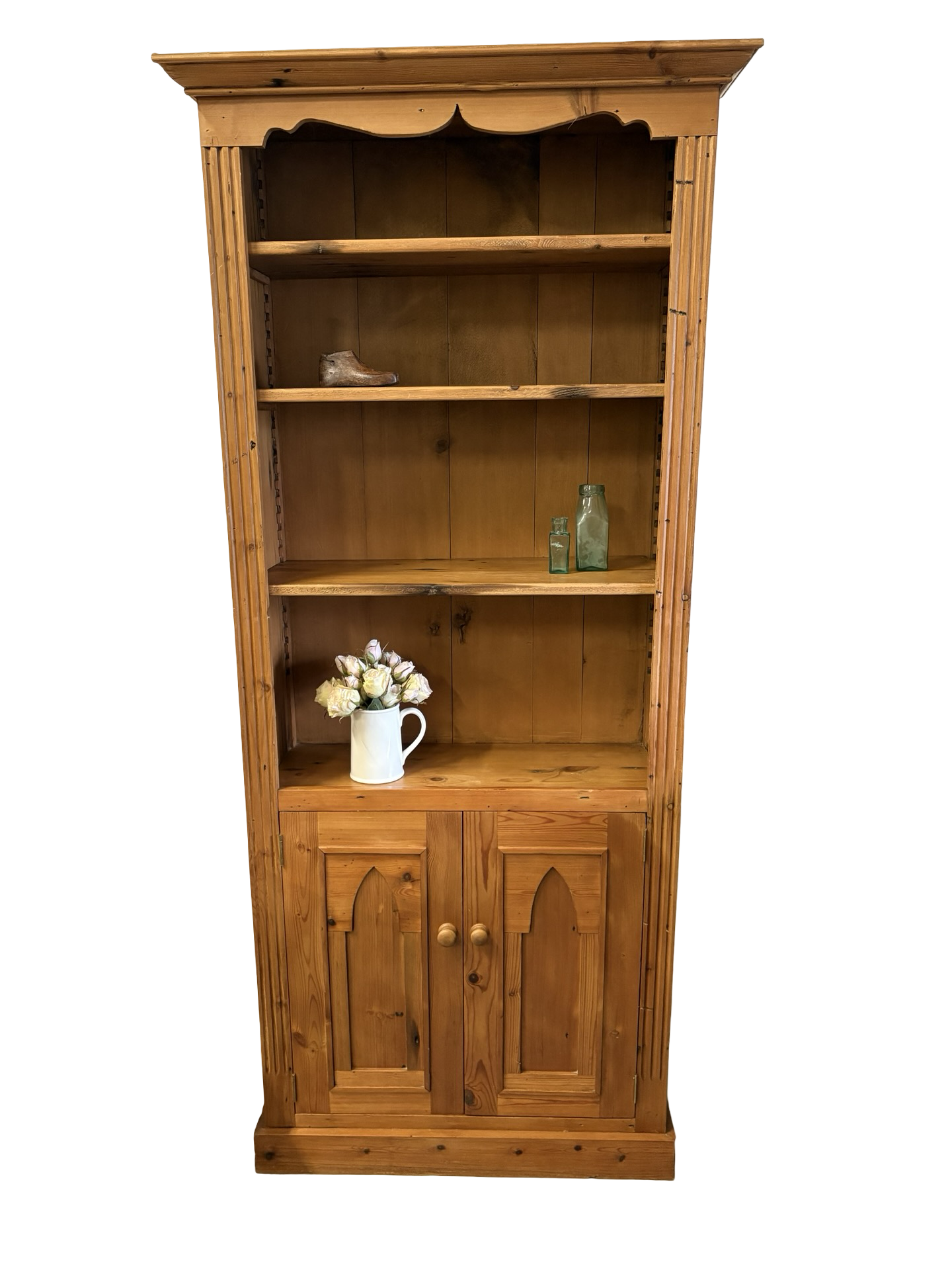Tall Solid Wooden Rustic Pine Country Farmhouse Style Open Bookcase