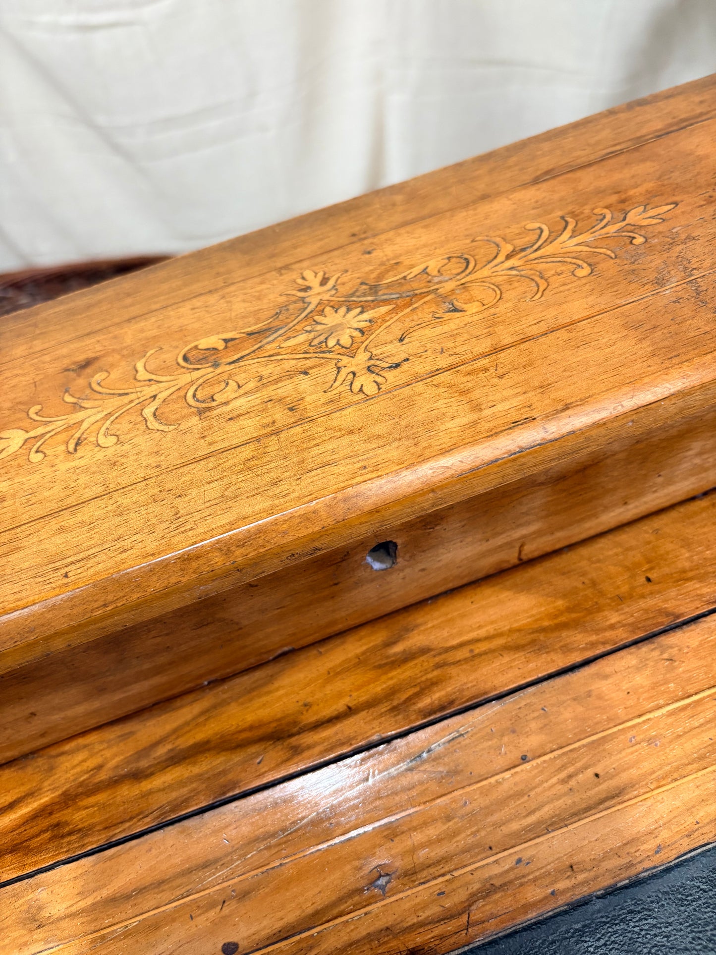 Victorian Antique Inlaid Walnut Davenport Desk - Compact Drawer Storage