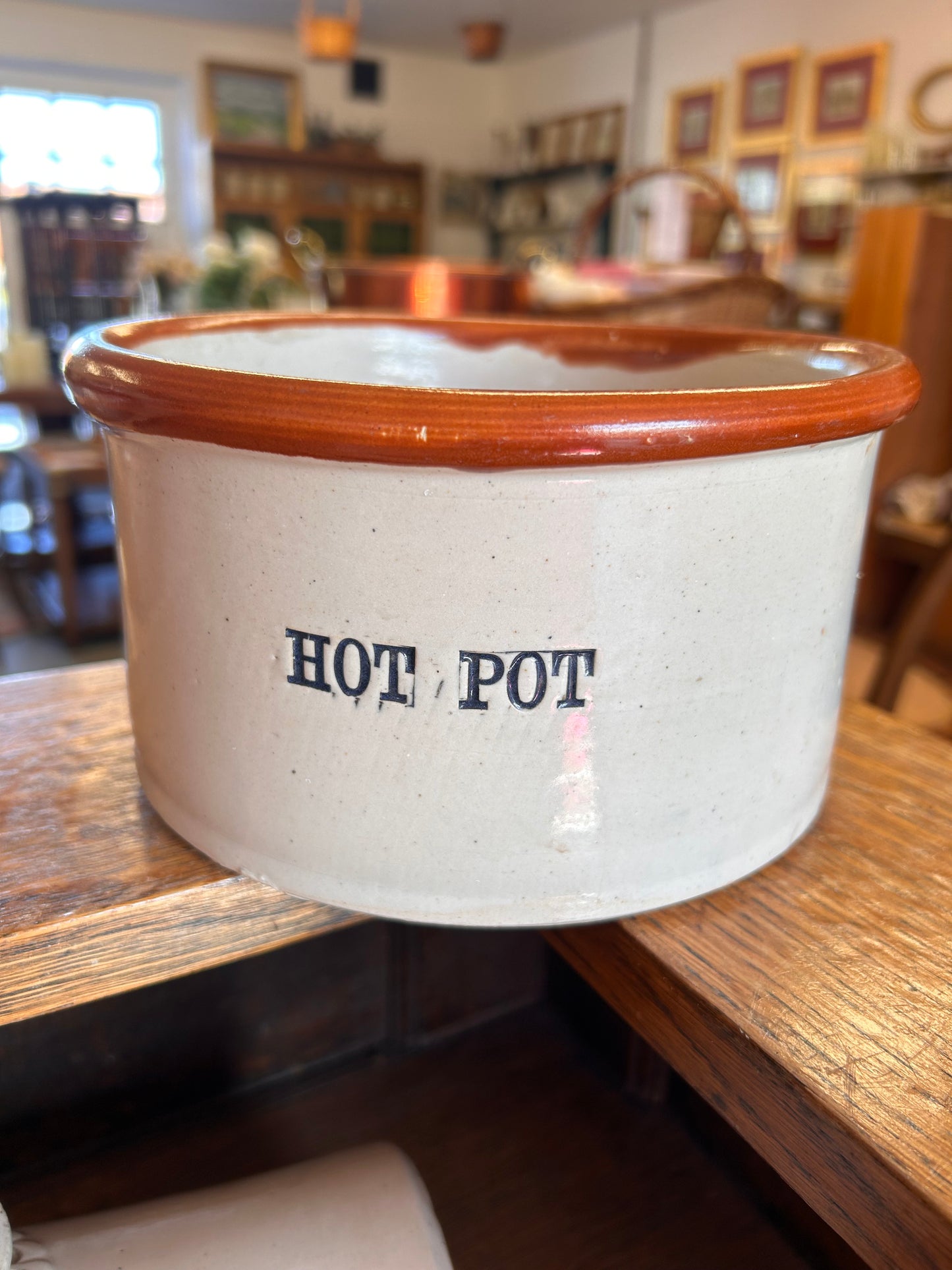 Vintage Beige Hot Pot cooking pot  makes a great indoor planter too