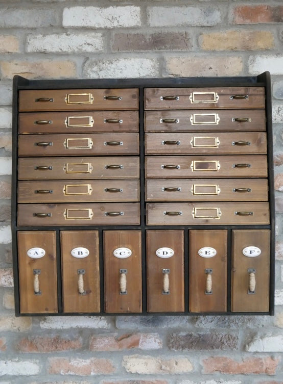 Antique Styled Multi drawer wooden storage cabinet Authentic Vintage Office look