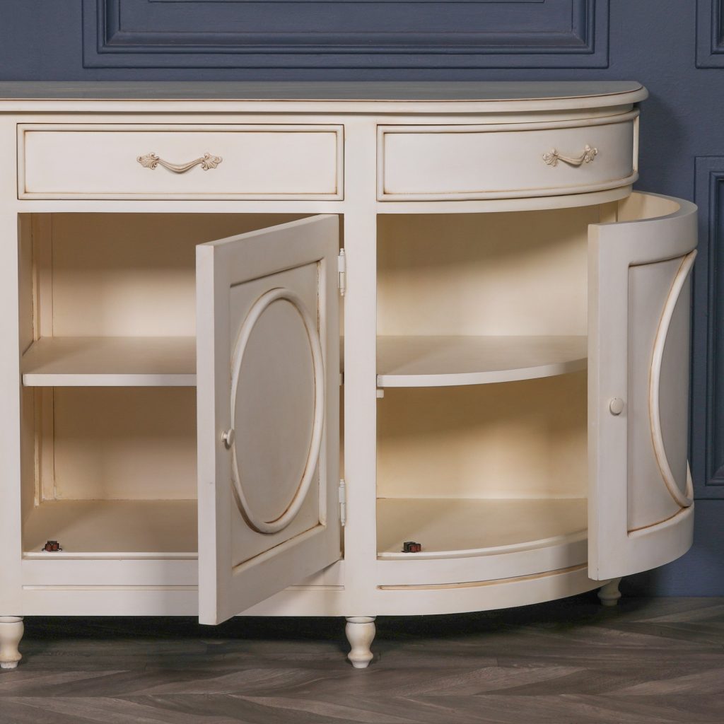 French classic style sideboard in an aged ivory finish UK Delivery