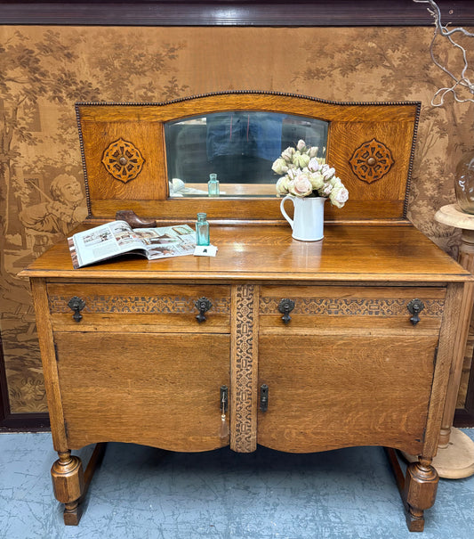 Antique Oak sideboard - Dresser Mirrored back - with Delivery