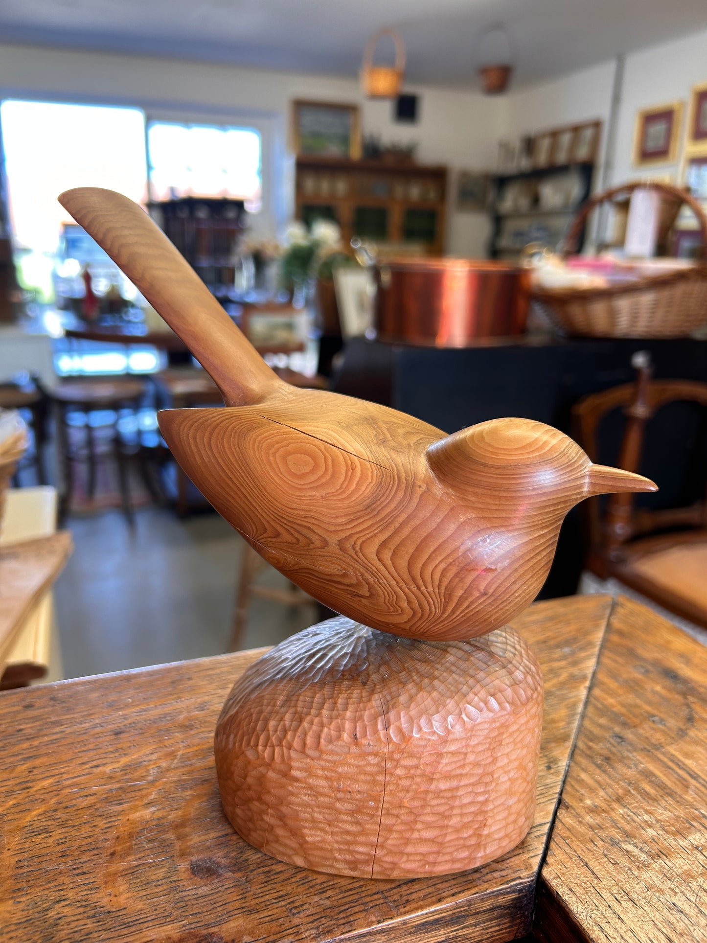 A vintage wooden carved bird signed C Parker beautiful treen item