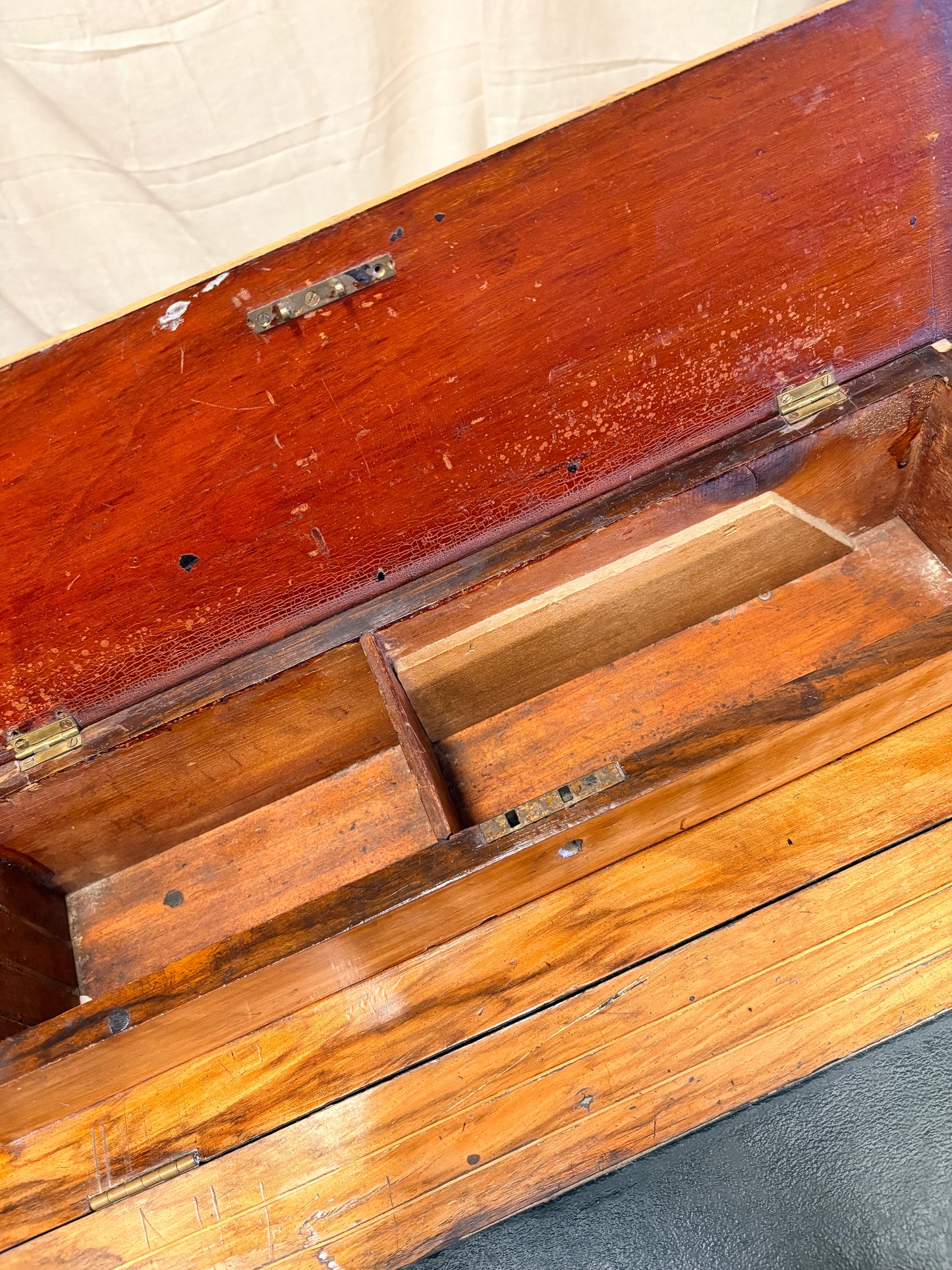 Victorian Antique Inlaid Walnut Davenport Desk - Compact Drawer Storage