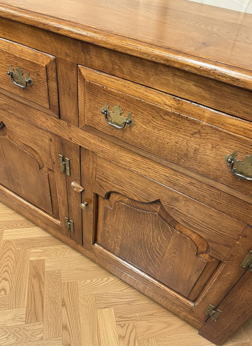 Country house, large, heavy, quality oak sideboard, excellent condition