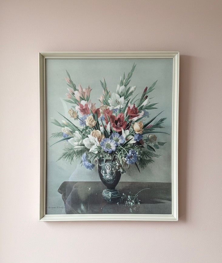 Vintage Framed Print - ‘Summer in Wedgewood’ by Vernon Ward Mid century Floral artwork