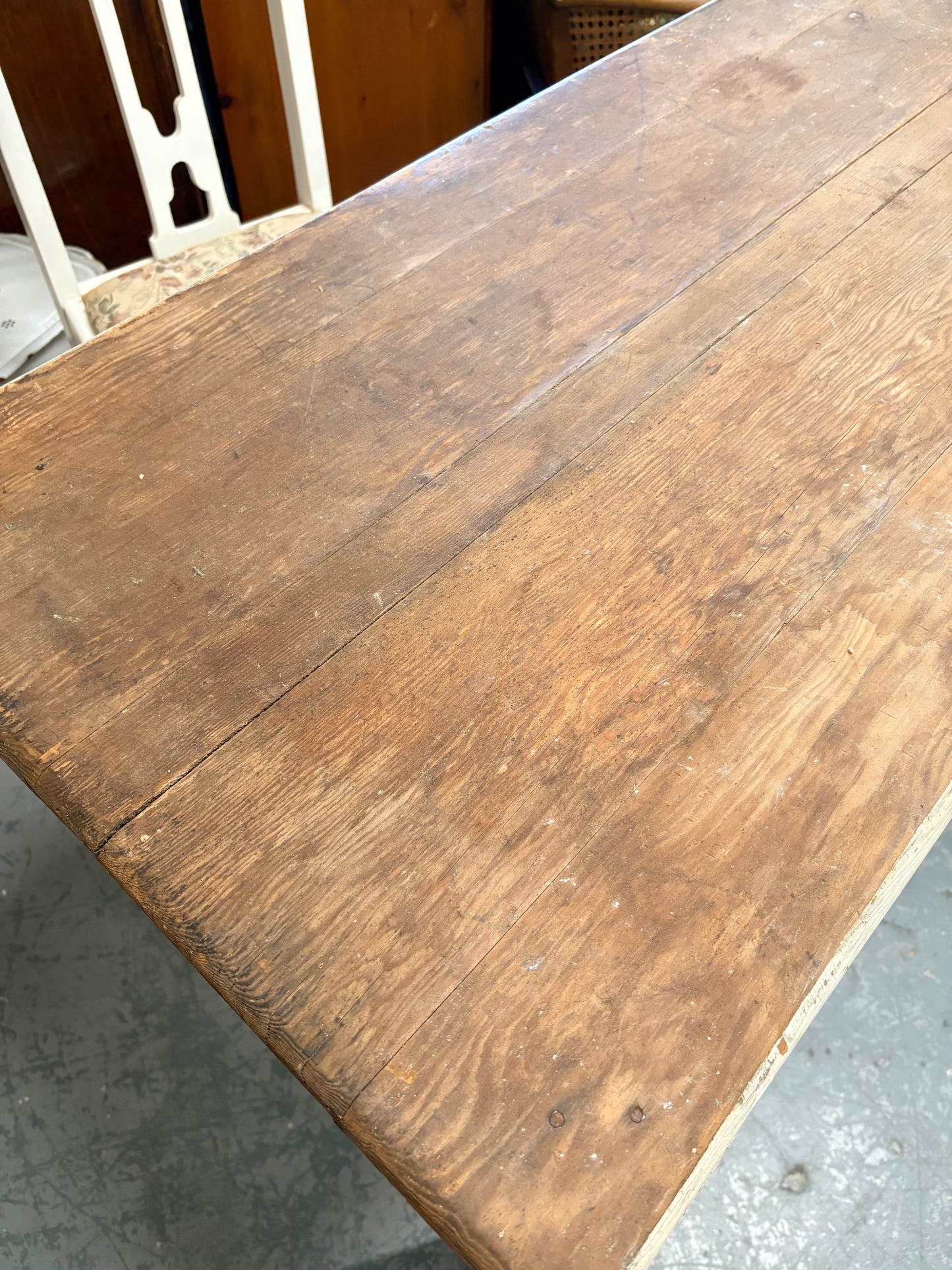 Victorian Pine Kitchen Table Single Drawer Solid Sturdy Shabby Painted