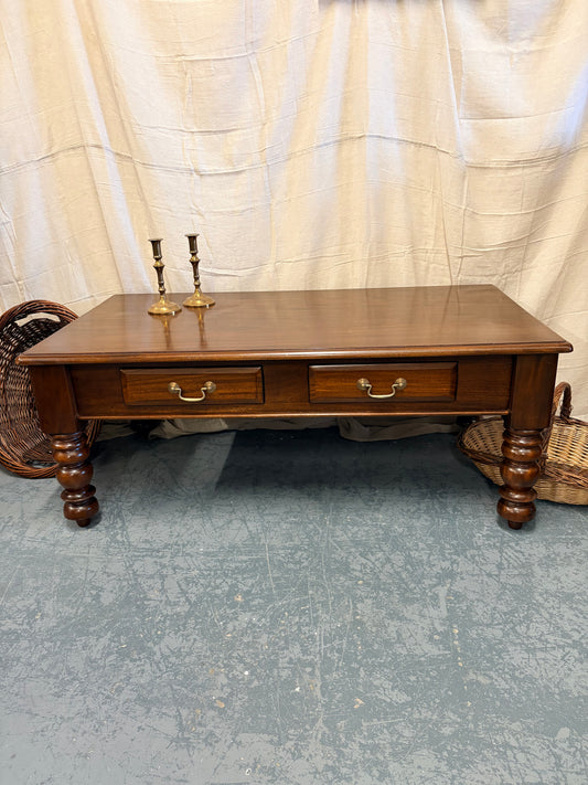 20th century Vintage mahogany coffee table with drawers