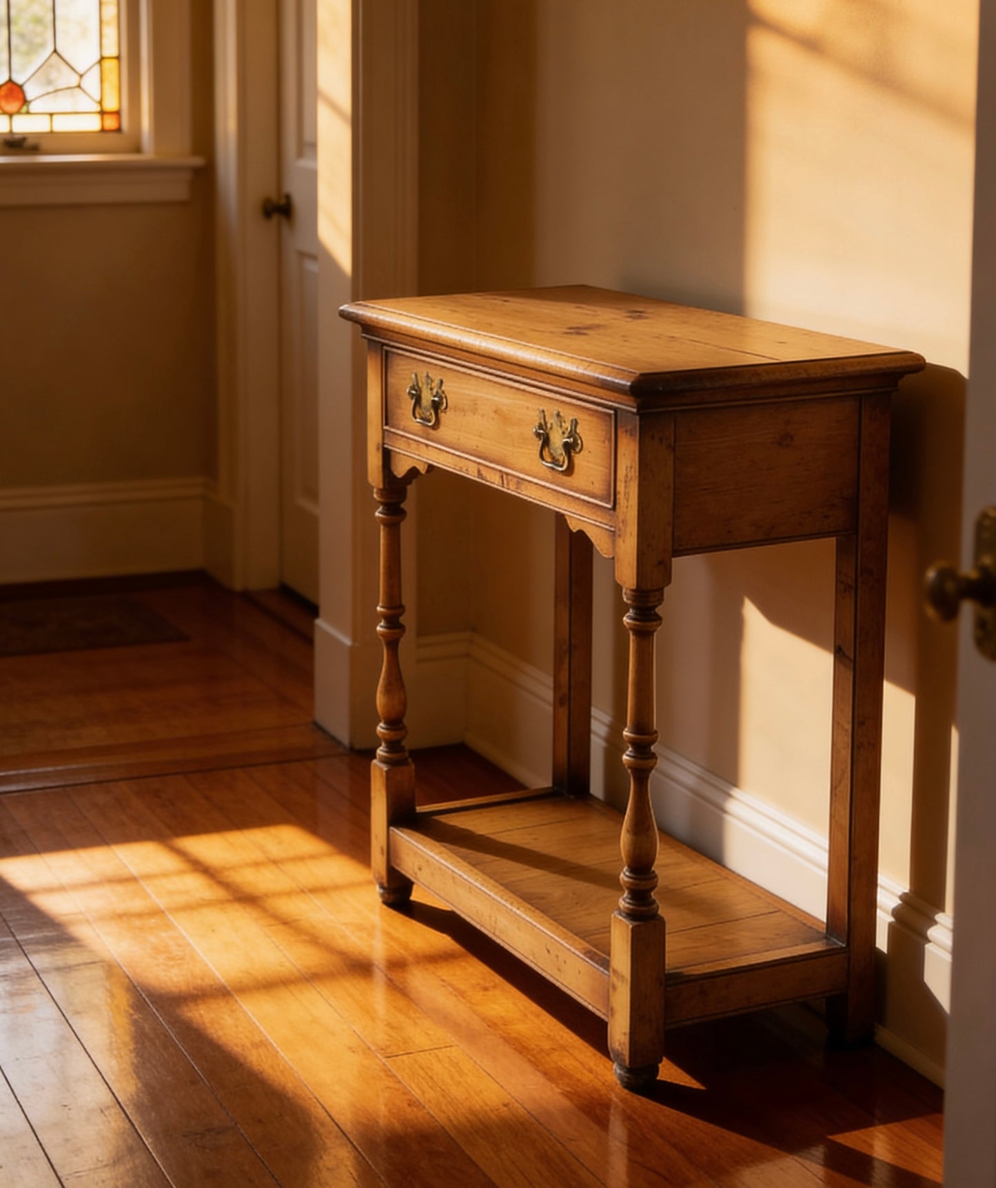 Vintage Pine Side Table Country Farmhouse Traditional Furniture