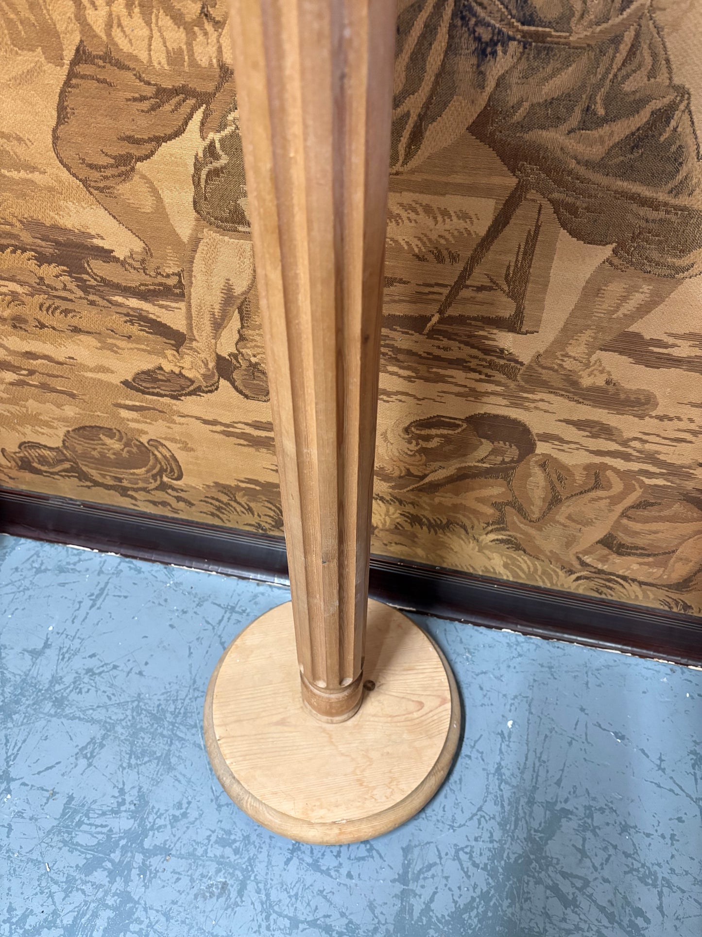 Vintage Solid Pine Round Plant Pedestal Display Corner Stand