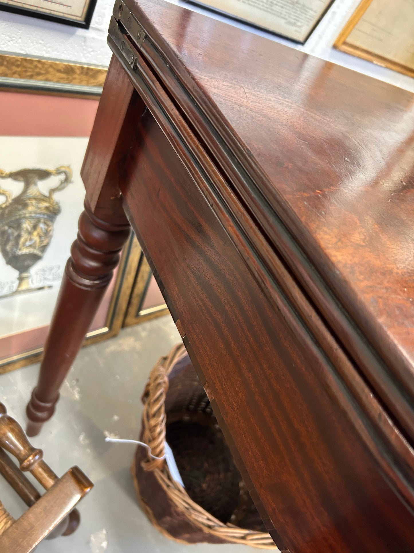 19th Century Inlaid Mahogany Fold out tea table lovely item