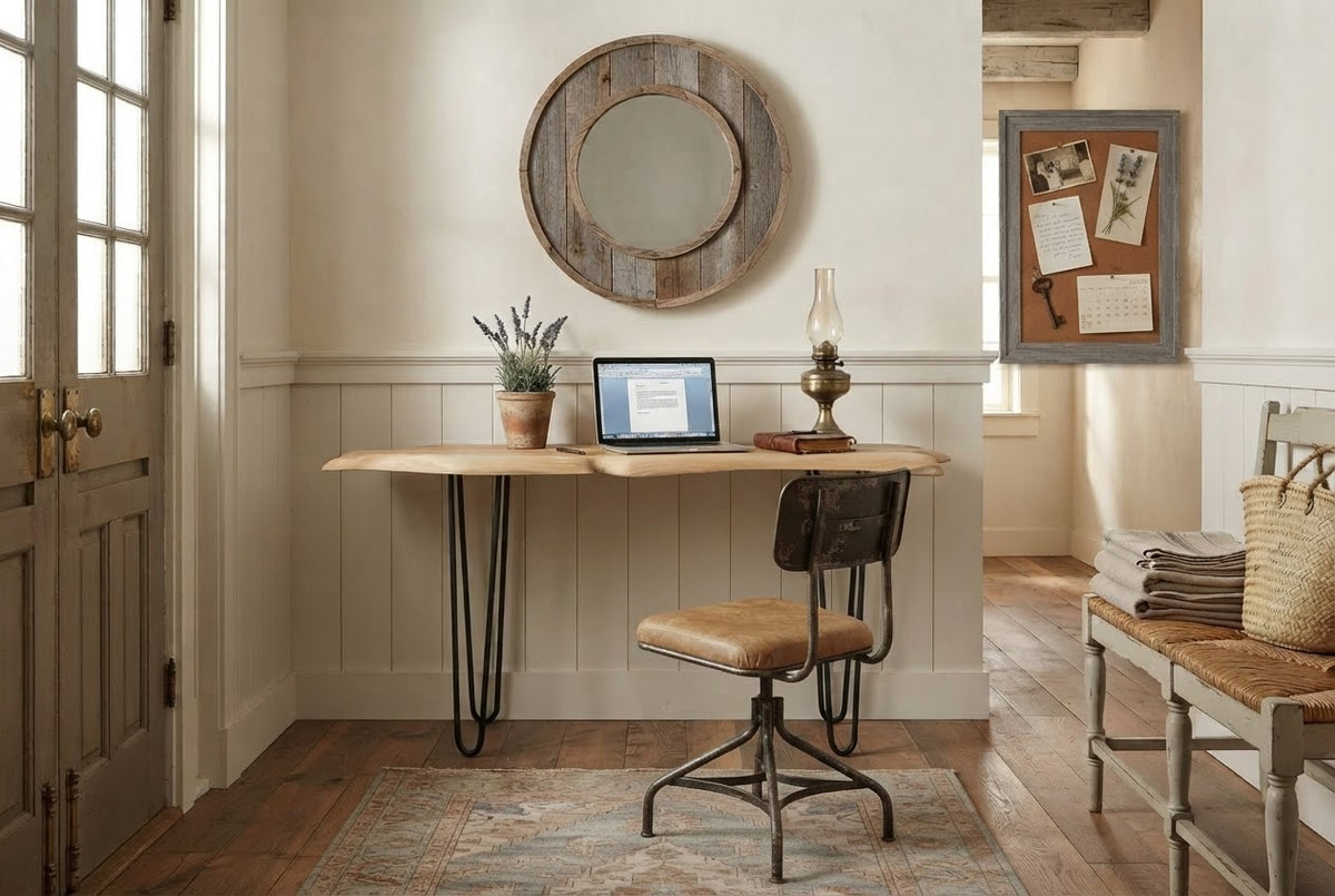 Natural Live Edge Rustic Wooden Acacia wood console table / Desk with Hairpin legs