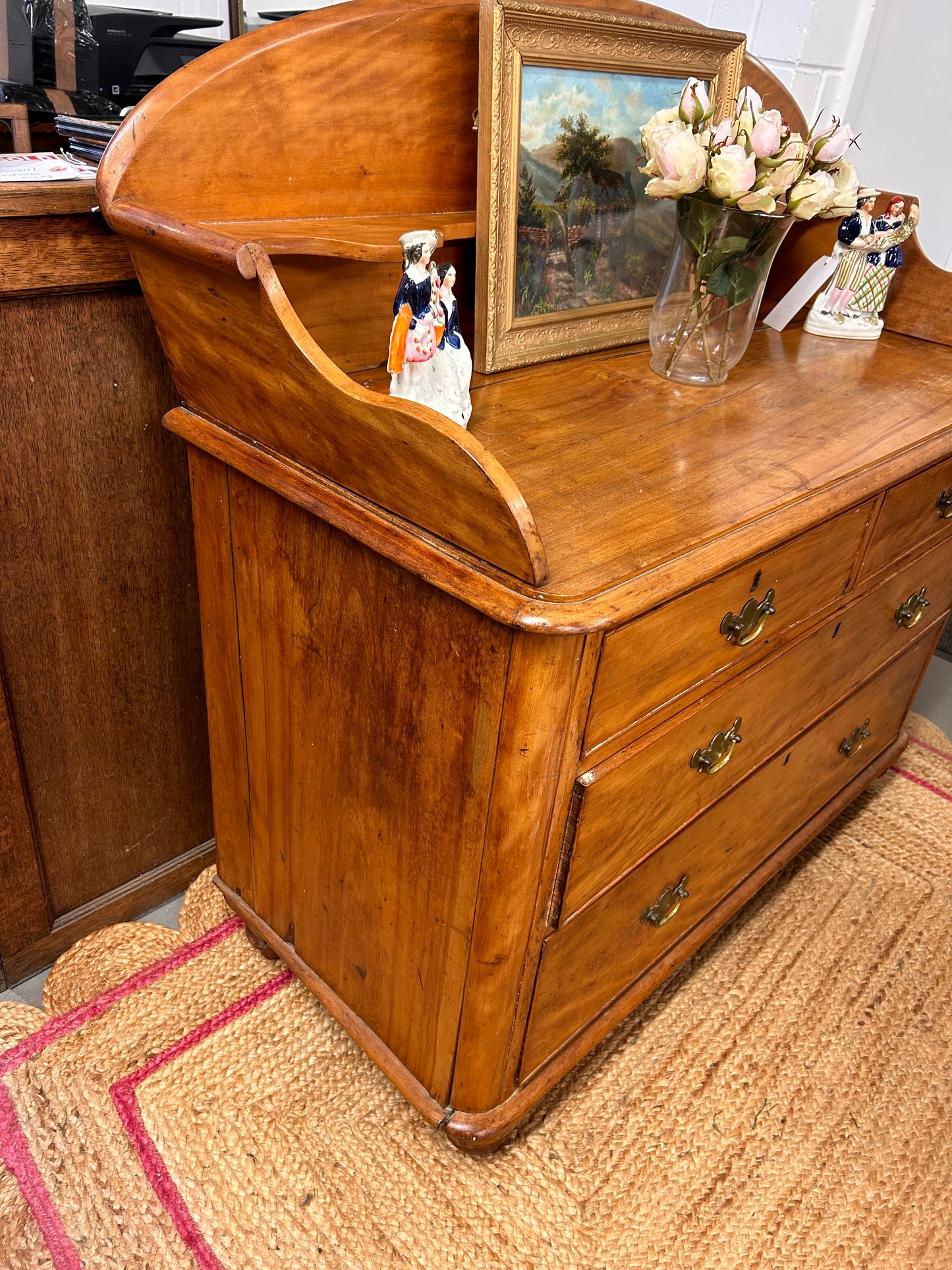 Antique Satin Birch Country house Chest of Drawers - Brass handles