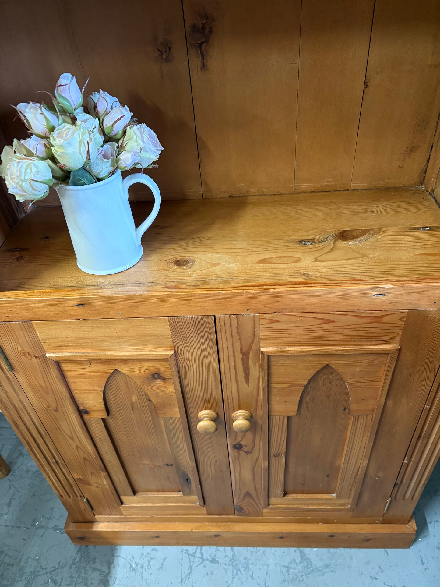 Tall Solid Wooden Rustic Pine Country Farmhouse Style Open Bookcase