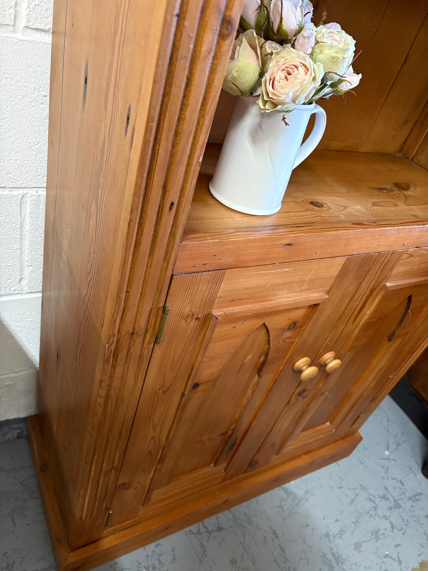 Tall Solid Wooden Rustic Pine Country Farmhouse Style Open Bookcase