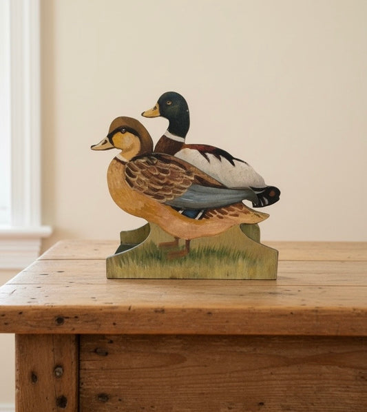 Vintage Wooden Duck Letter rack Napkin Holder Pair Mallards