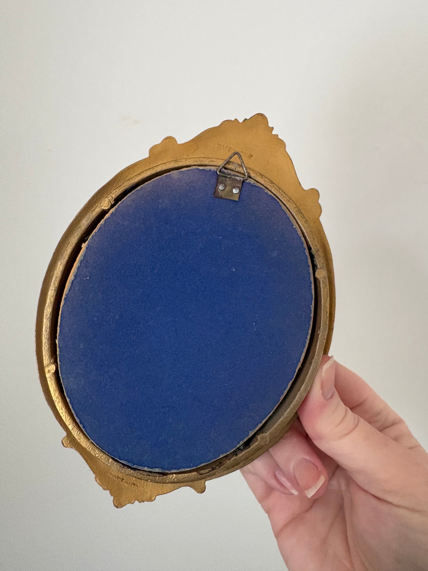 Miniature vintage guilt framed floral oil painting