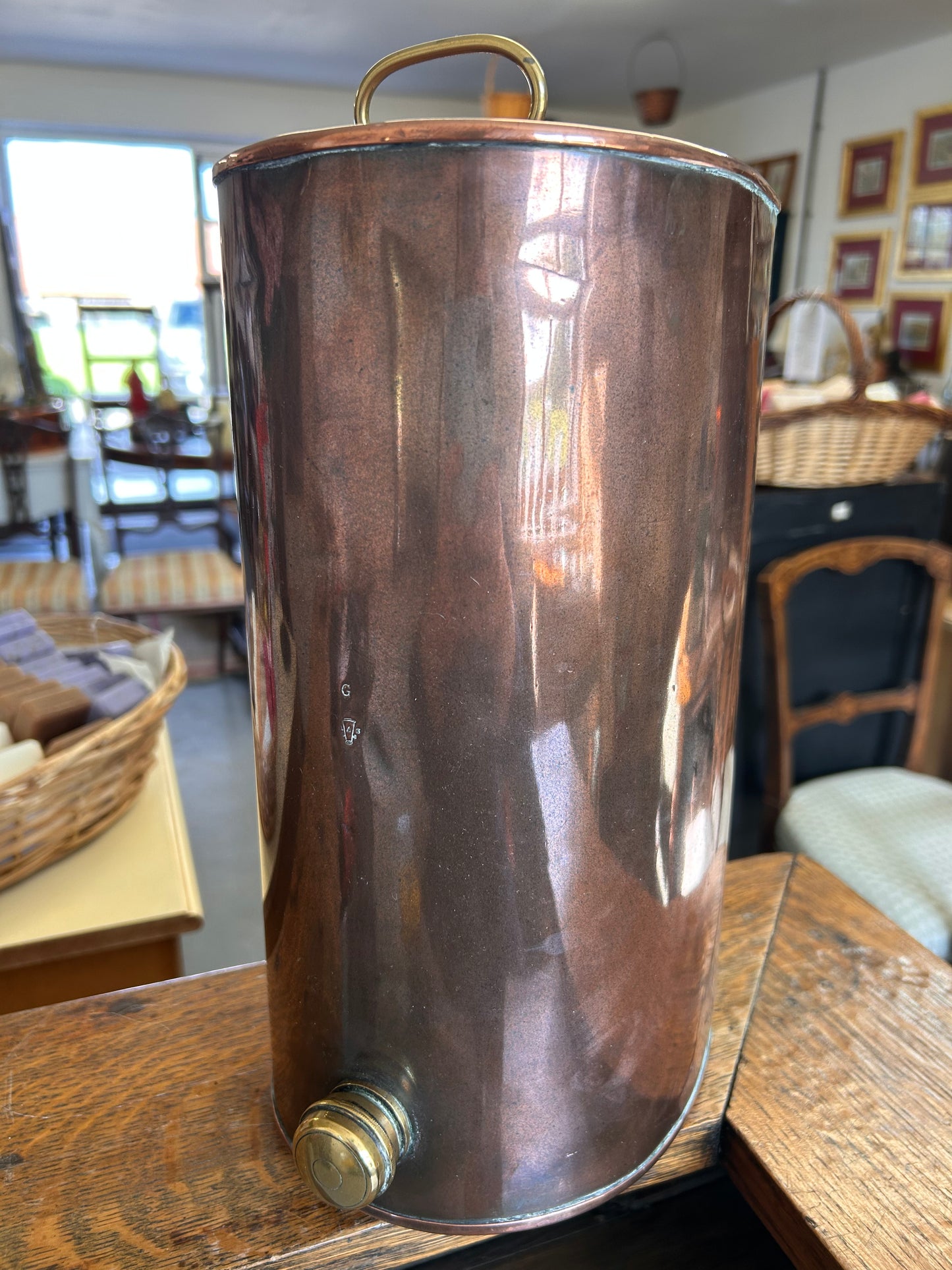 Antique copper and brass car foot warmer hot water bottle