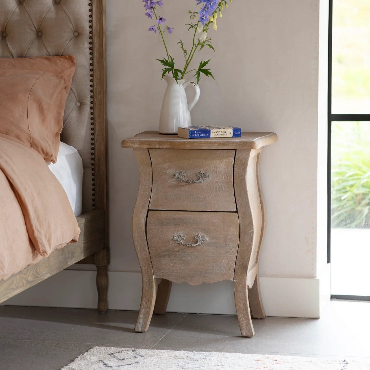 A PAIR Traditional Design Two Drawer Side Tables ~ Bedside Storage
