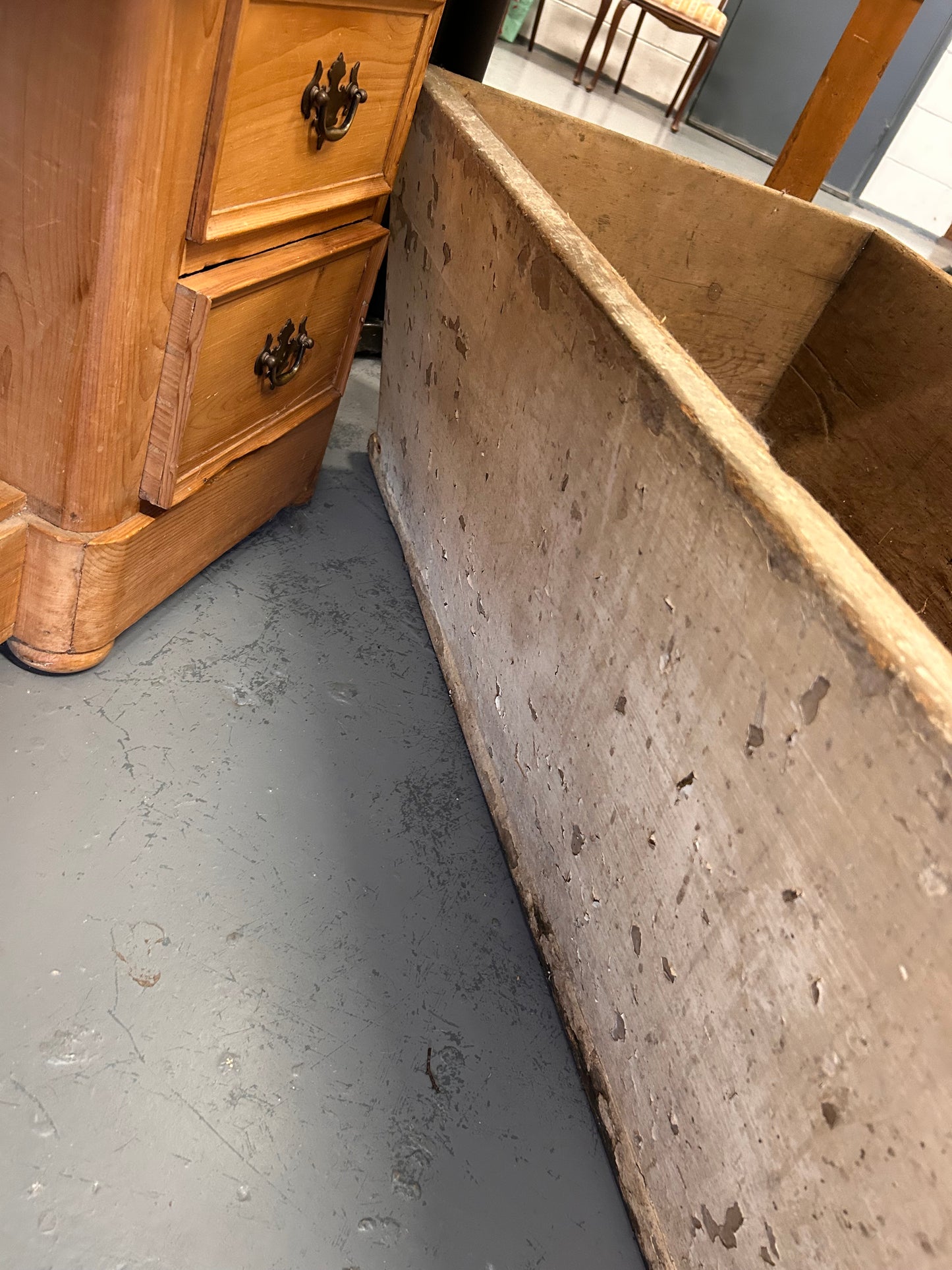 19thC Painted Pine Farmhouse trough - Logs, kindling, storage, country house