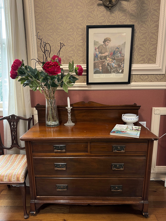 Antique Chest of Drawers Country House - Original Handles Castors