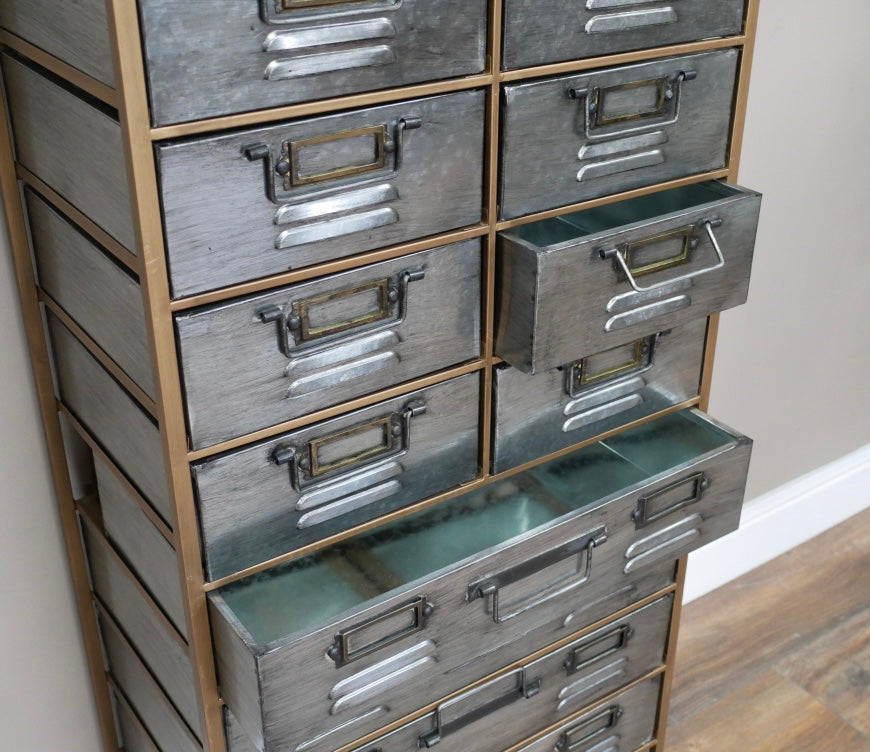 Mixed drawer wood and metal Storage Cabinet - office crafts collectors UK delivery m