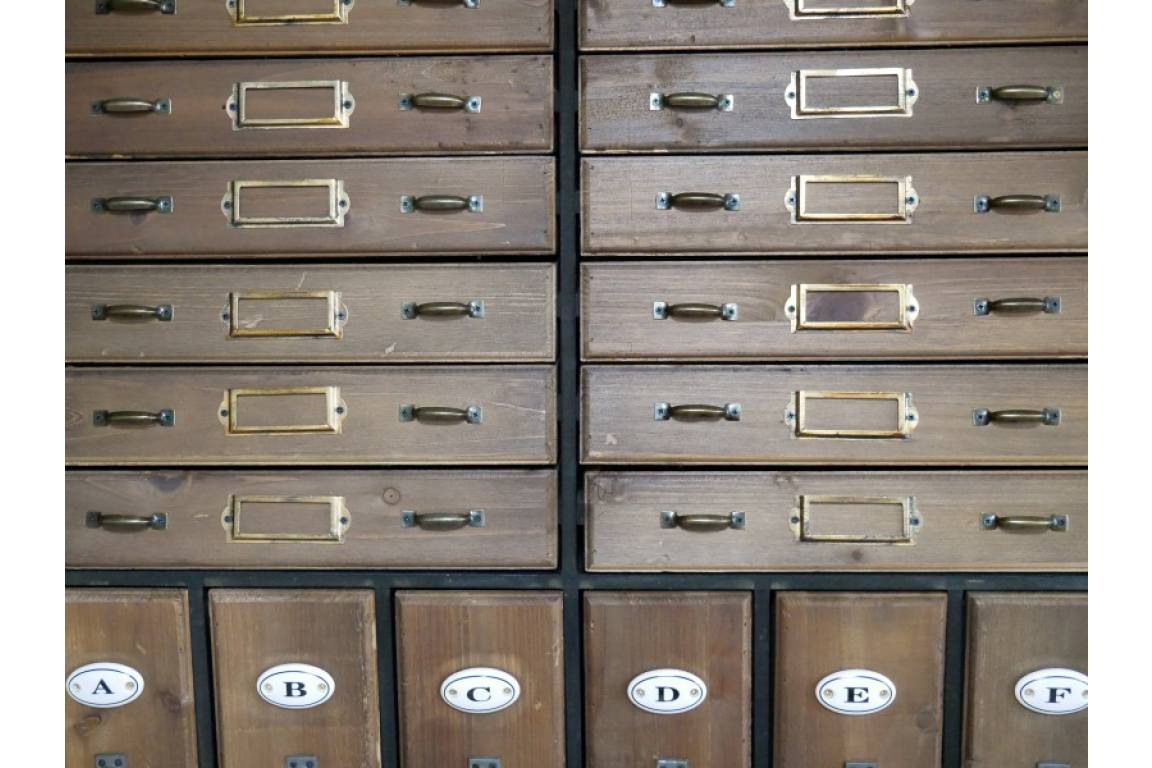 Antique Styled Multi drawer wooden storage cabinet Authentic Vintage Office look