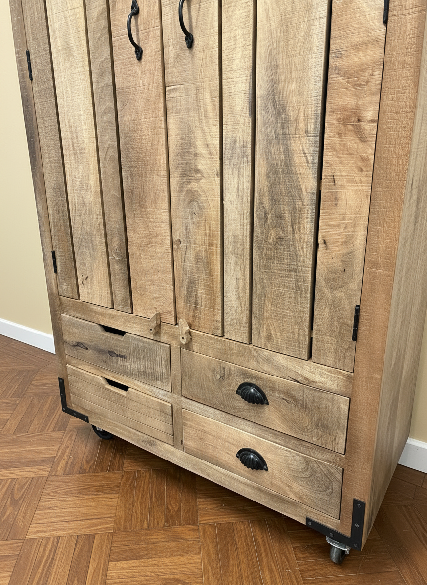 Rustic Wooden Kitchen Pantry Larder storage Cupboard Unit Delivery UK