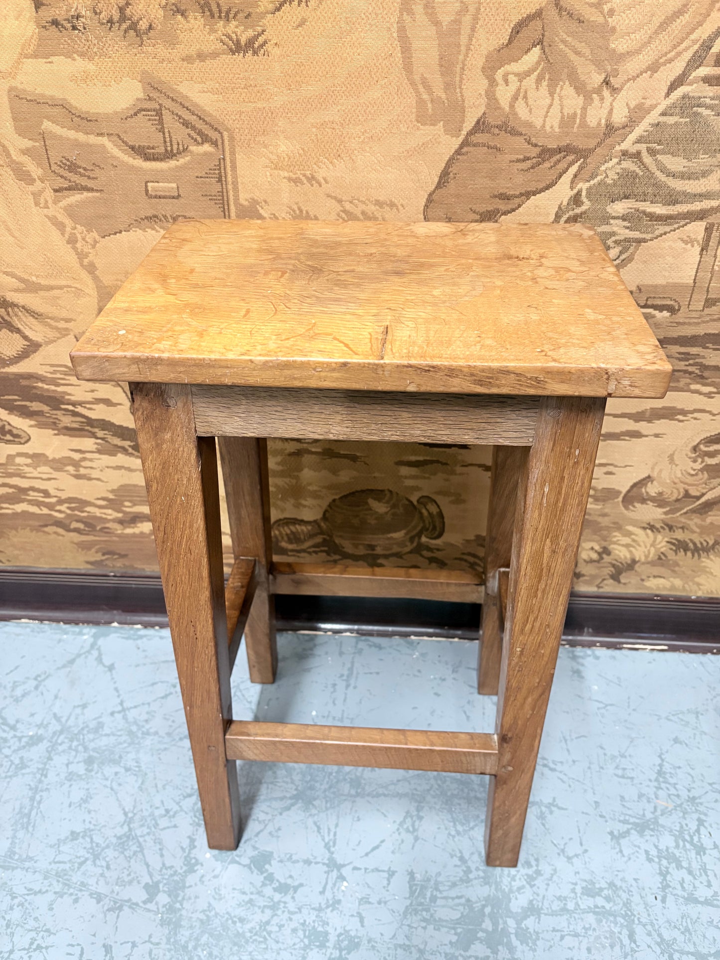 1960’s Wilf “Squirrelman” Hutchinson Solid oak stool with Provenance English Craftsman piece
