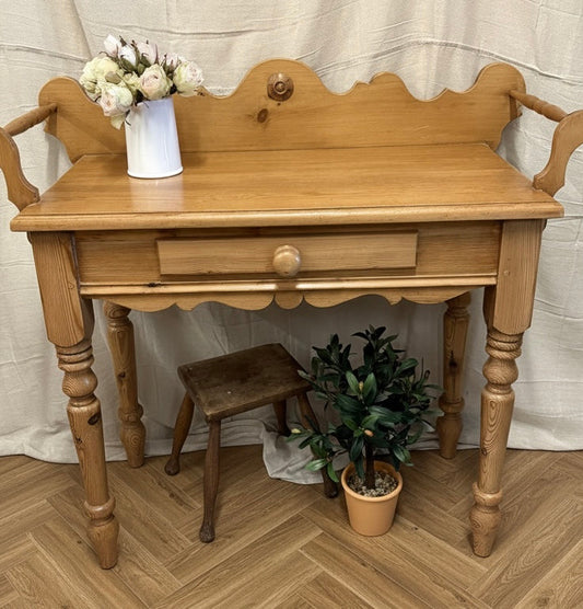Country Farmhouse Style Quality Pine Washstand / Table - One Drawer - Towel Rail
