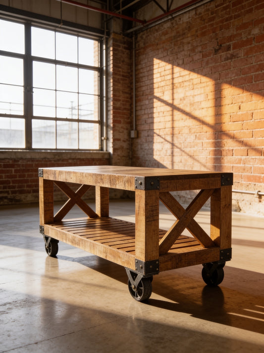 Industrial Trolley Style TV Stand shelving / coffee table unit UK Delivery