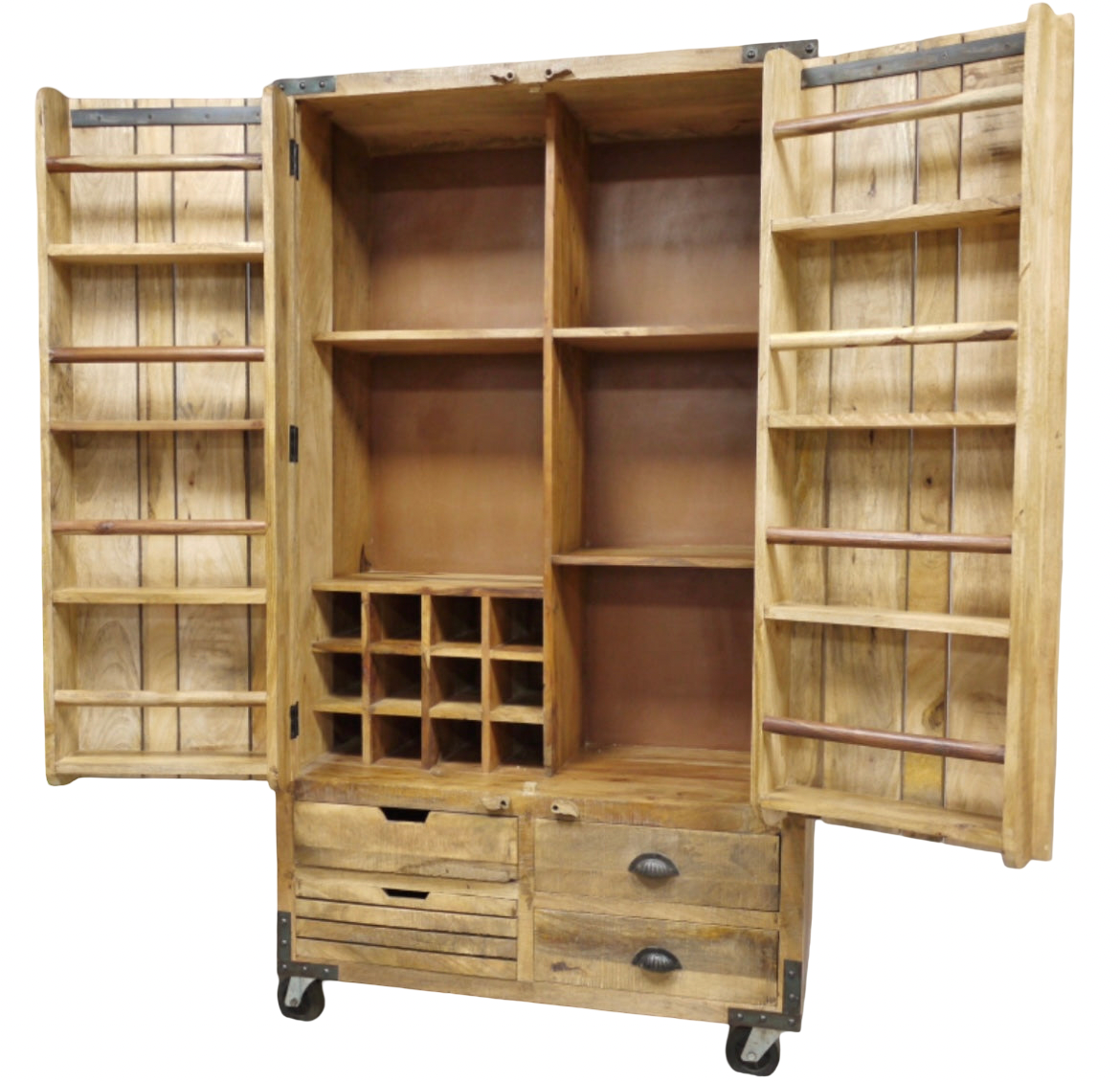 Rustic Wooden Kitchen Pantry Larder storage Cupboard Unit Delivery UK